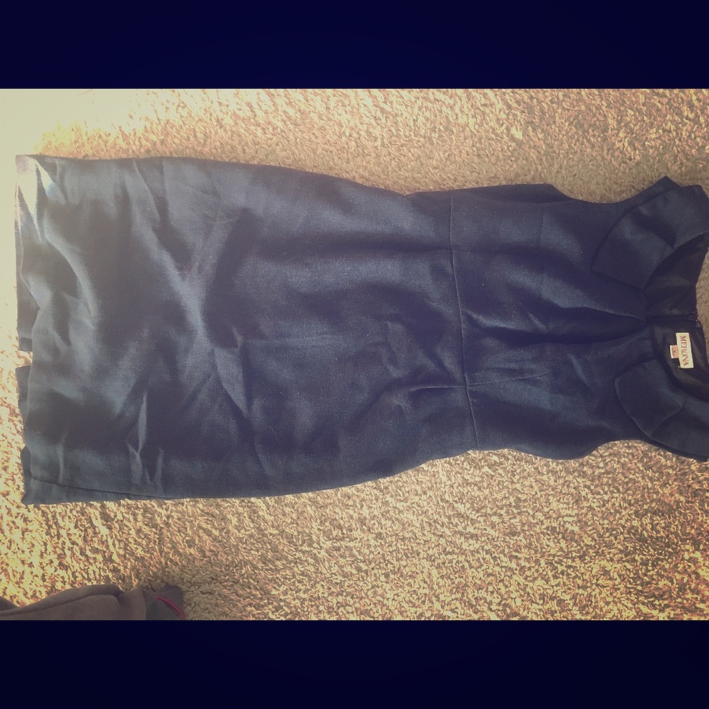 Navy wool blend sheath dress